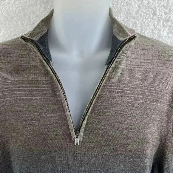 JR Collection NEW 100% Extra Fine Merino Wool Mens XL 1/4 Zip Ombre Sweater - Picture 9 of 16